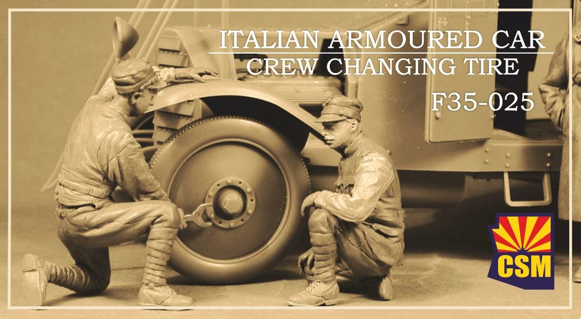 Italian Armoured Car Crew changing Tire