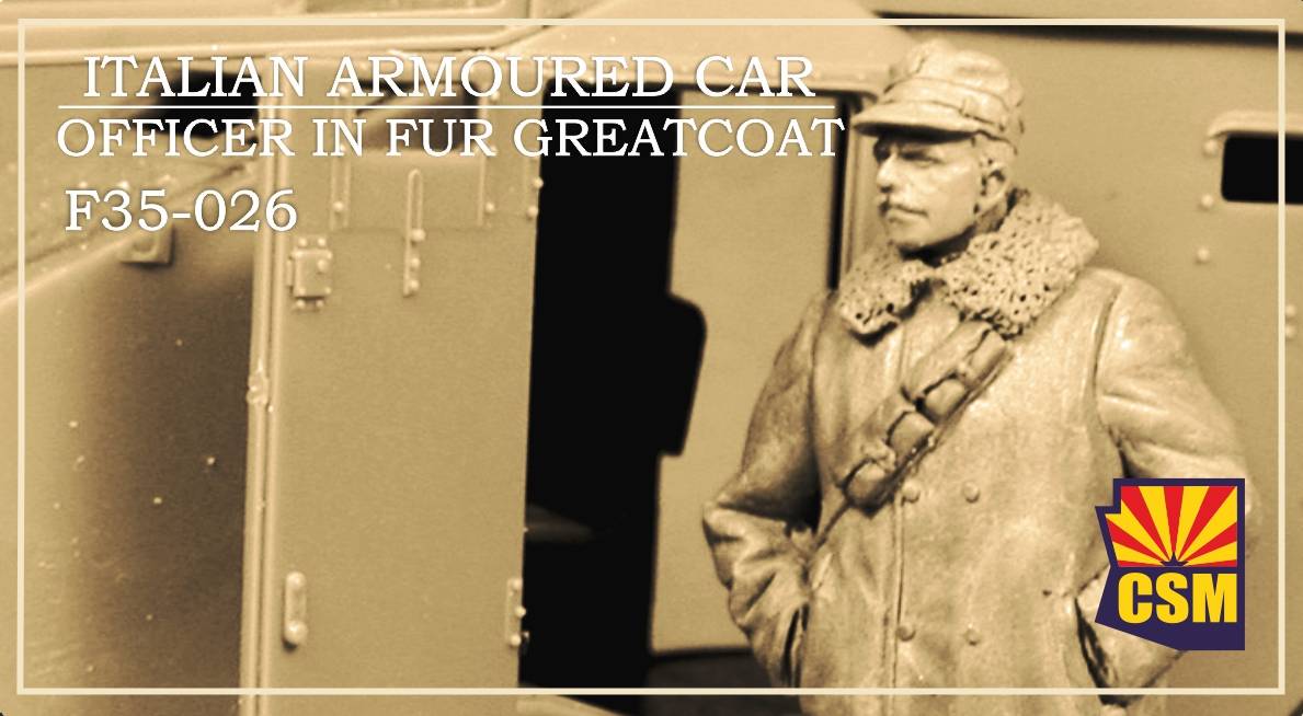 Italian Armoured Car Officer in Fur Greatcoat