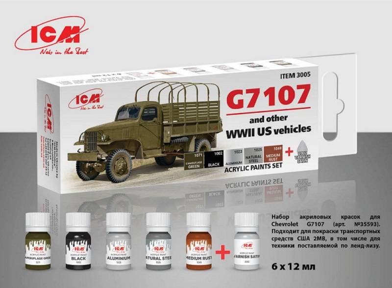 Acrylic Paint Set for G7107 and other WW2 US vehicles