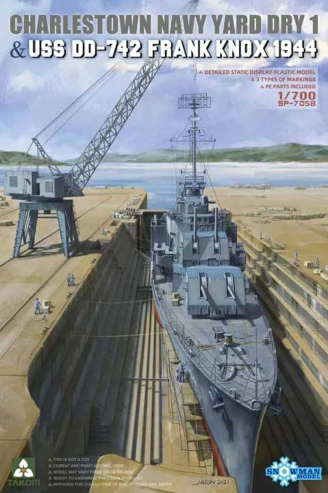 CHARLESTOWN NAVY YARD DRY DOCK 1 & USS DD-742 FRANK KNOX 1944