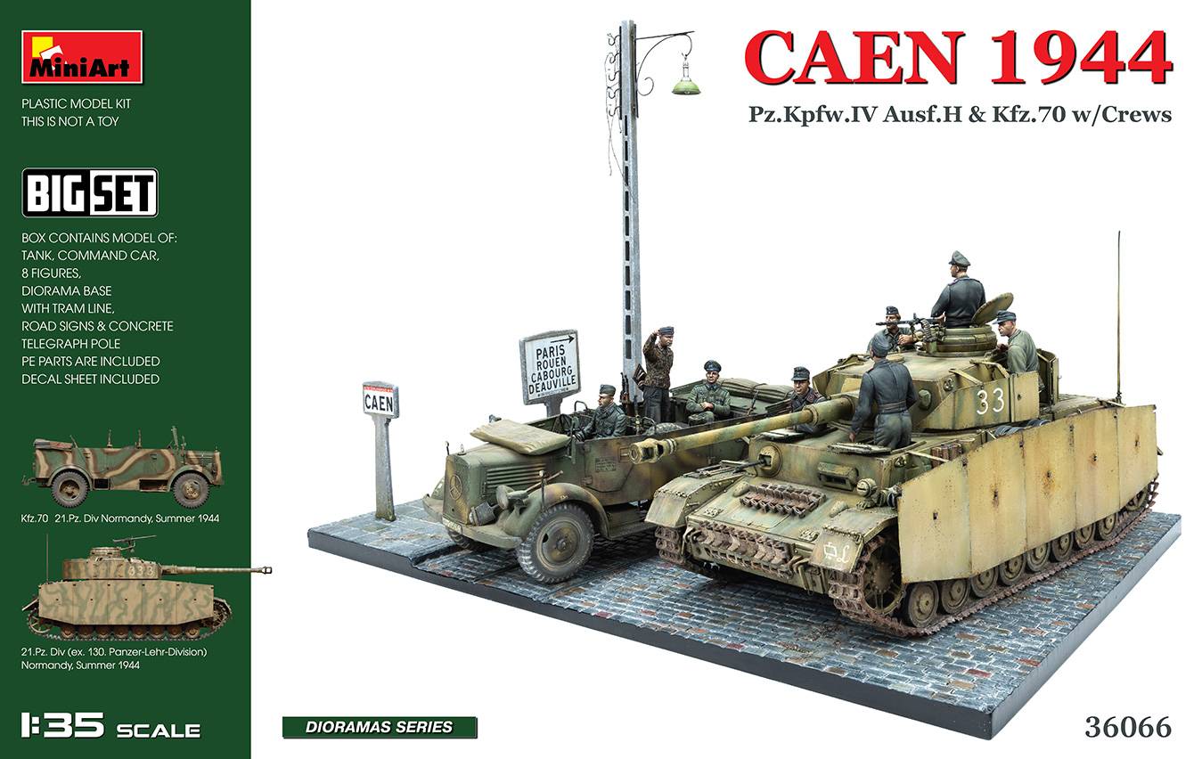 CAEN 1944 Pz.Kpfw.IV Ausf.H & Kfz.70 w/CREWS. BIG SET