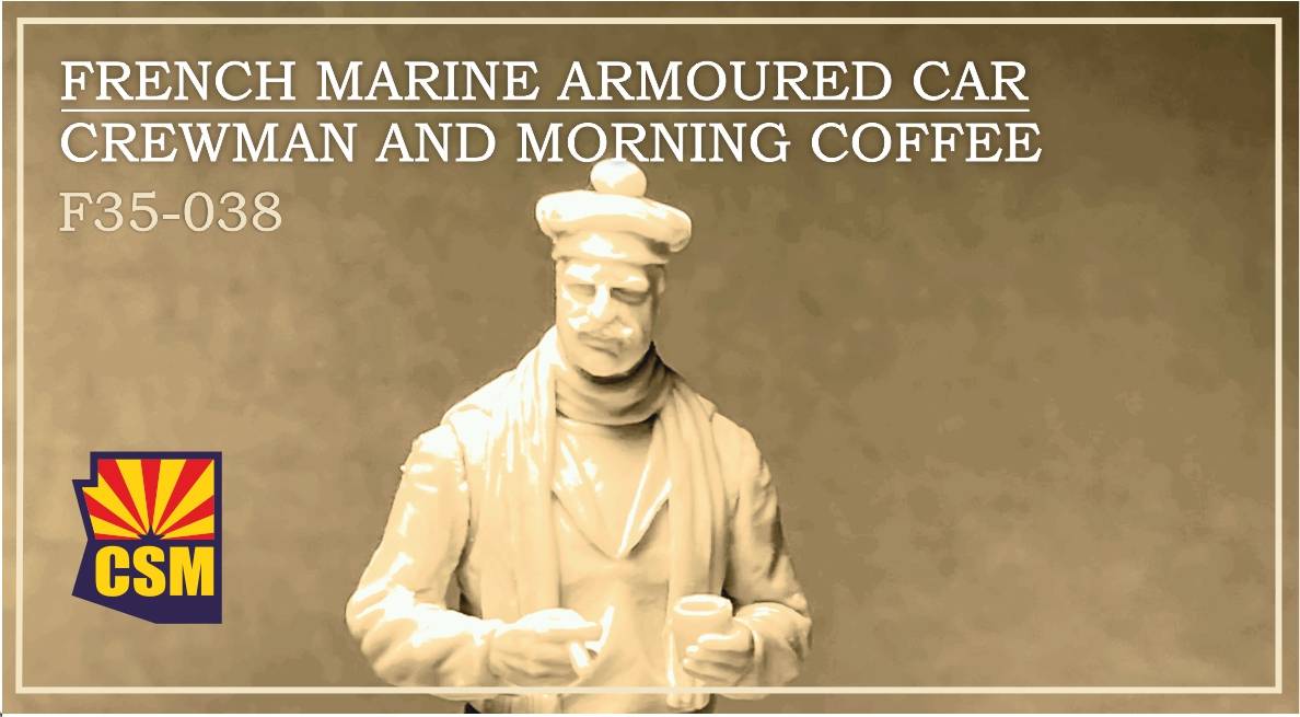 French marine armoured car crewman and a morning coffee