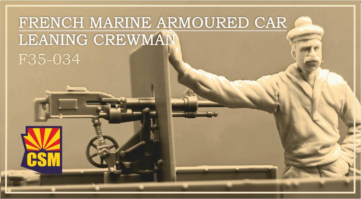 French marine armoured car leaning crewman