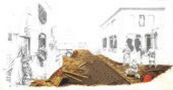 PLAQUE DE BASE POUR RUE DE VILLE EN RUINE
