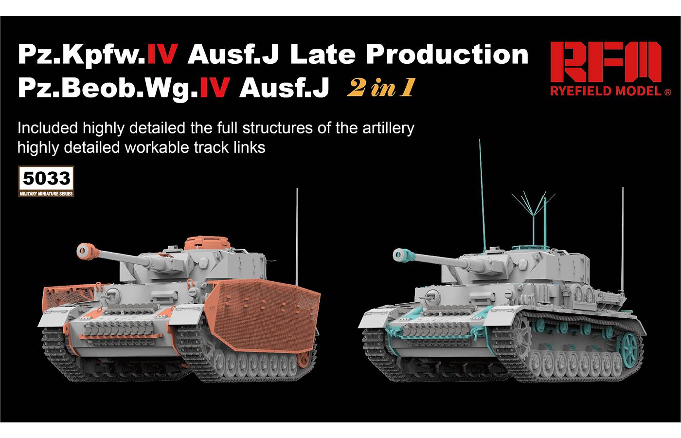 Pz.Kpfw.IV Ausf.J Late Production/ Pz.Beob.Wg.IV Ausf.J w/Workable Track Links – Image 2
