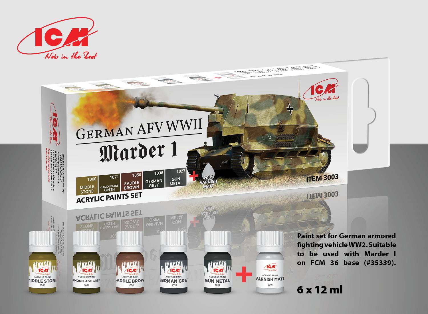 Acrylic paint set for German AFV WW2 and Marder I