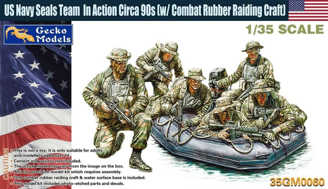 US Navy Seals Team In Action Circa 90s w/ Combat Rubber Raiding Craft