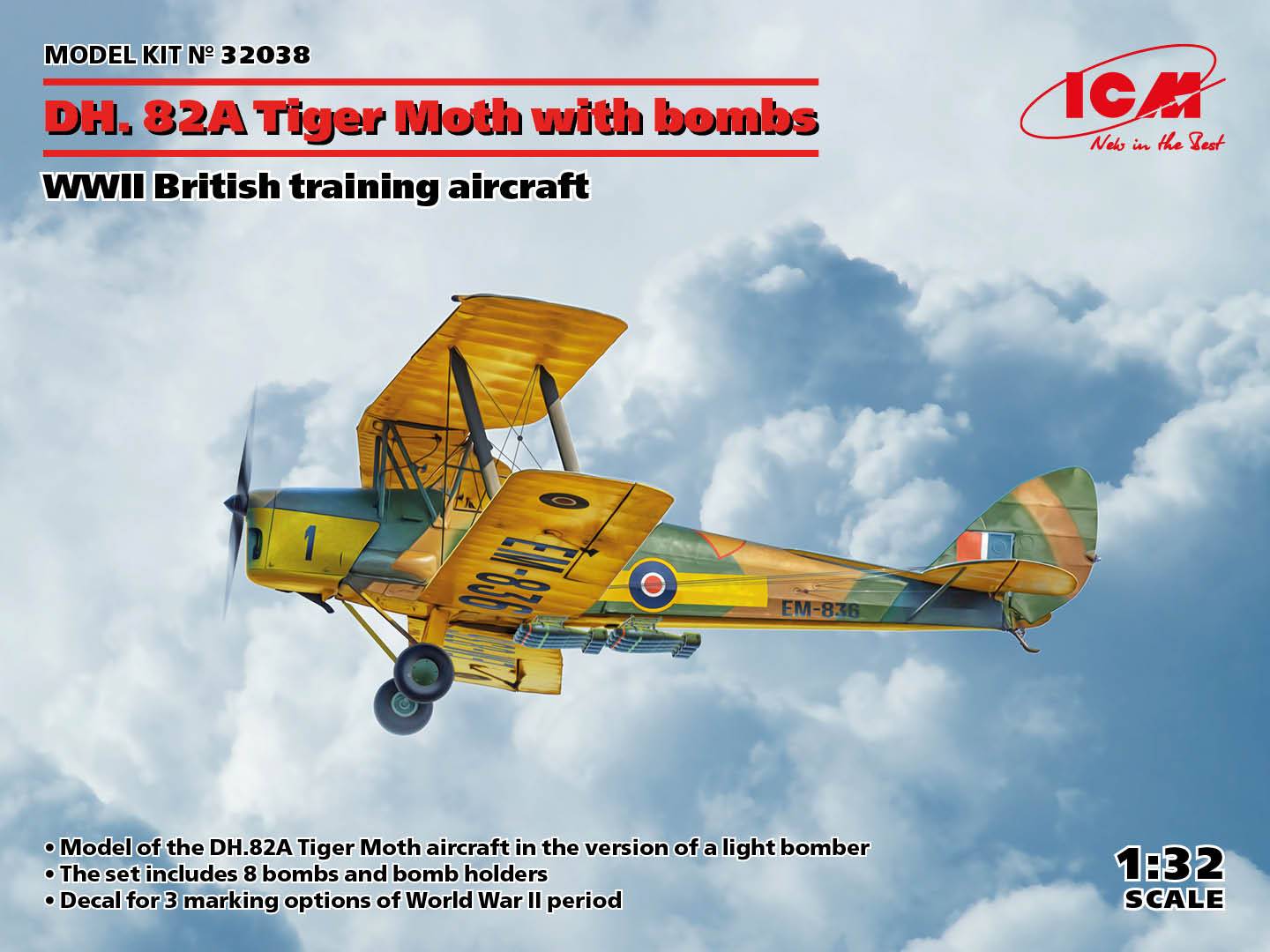 DH. 82A Tiger Moth with bombs WWII British training aircraft