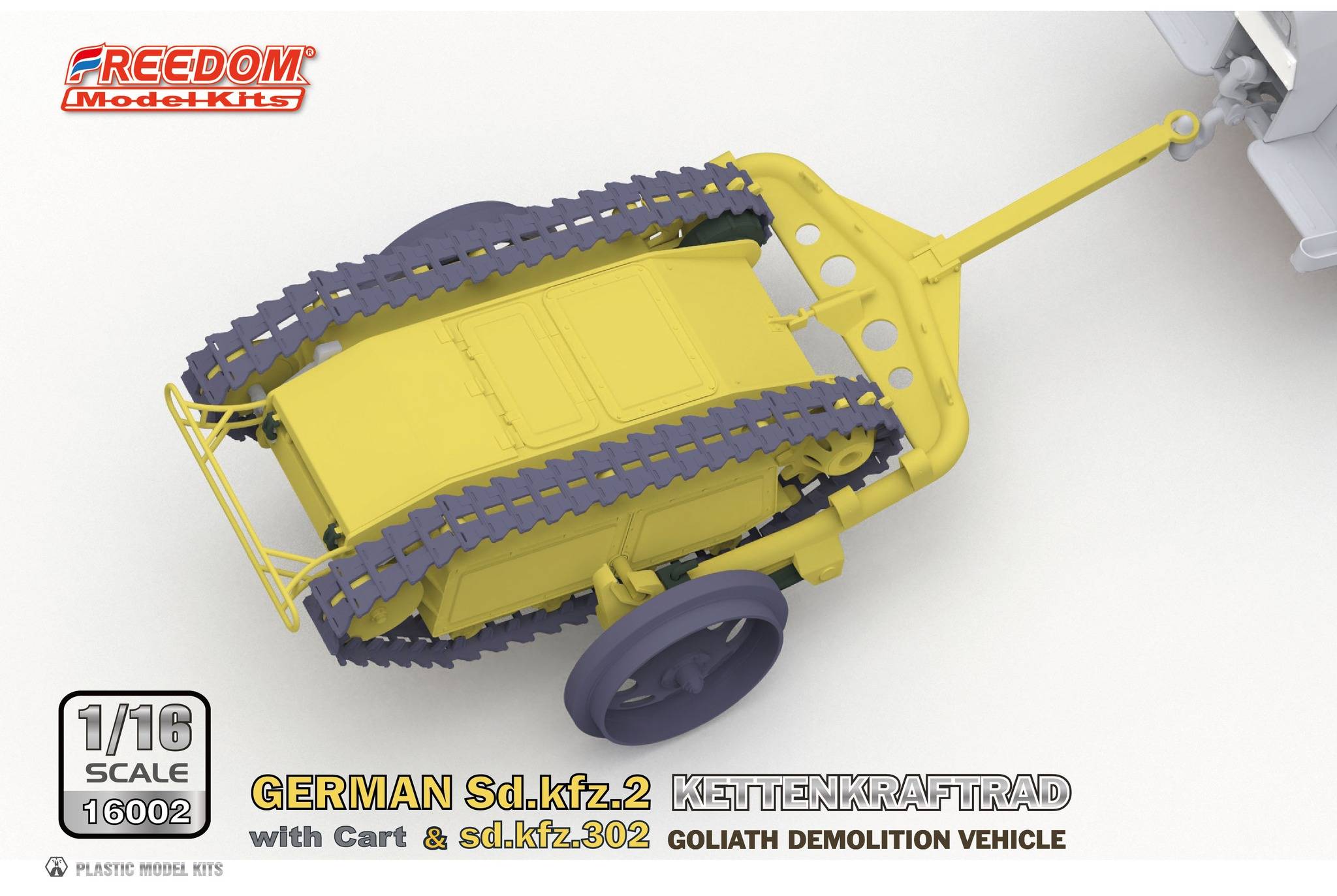 Sd.Kfz.2 Kettenkraftrad with Cart & Sdkfz 302 Goliath Freedom Model Kits 16002 1/16ème maquette char promo – Image 3
