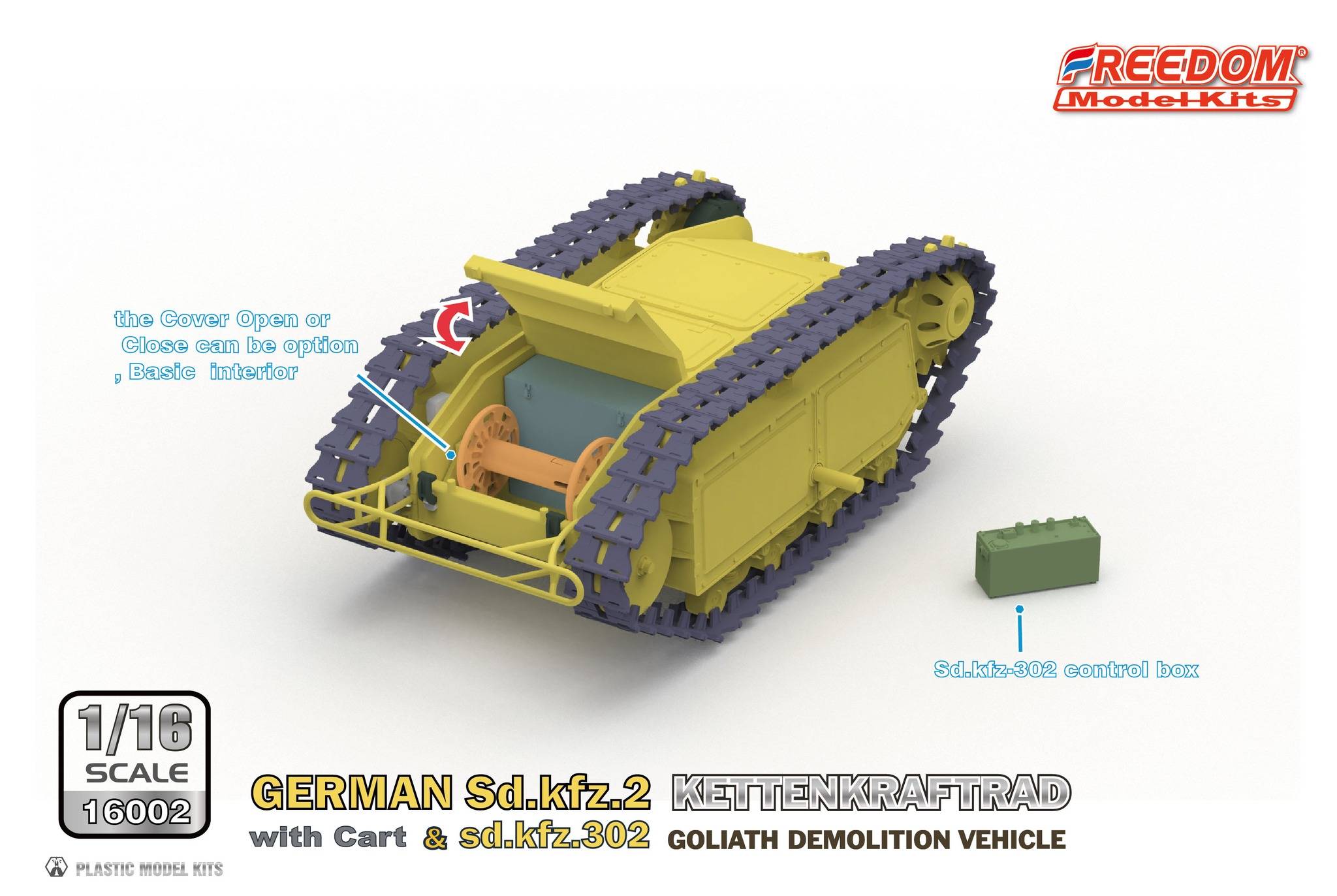 Sd.Kfz.2 Kettenkraftrad with Cart & Sdkfz 302 Goliath Freedom Model Kits 16002 1/16ème maquette char promo – Image 5