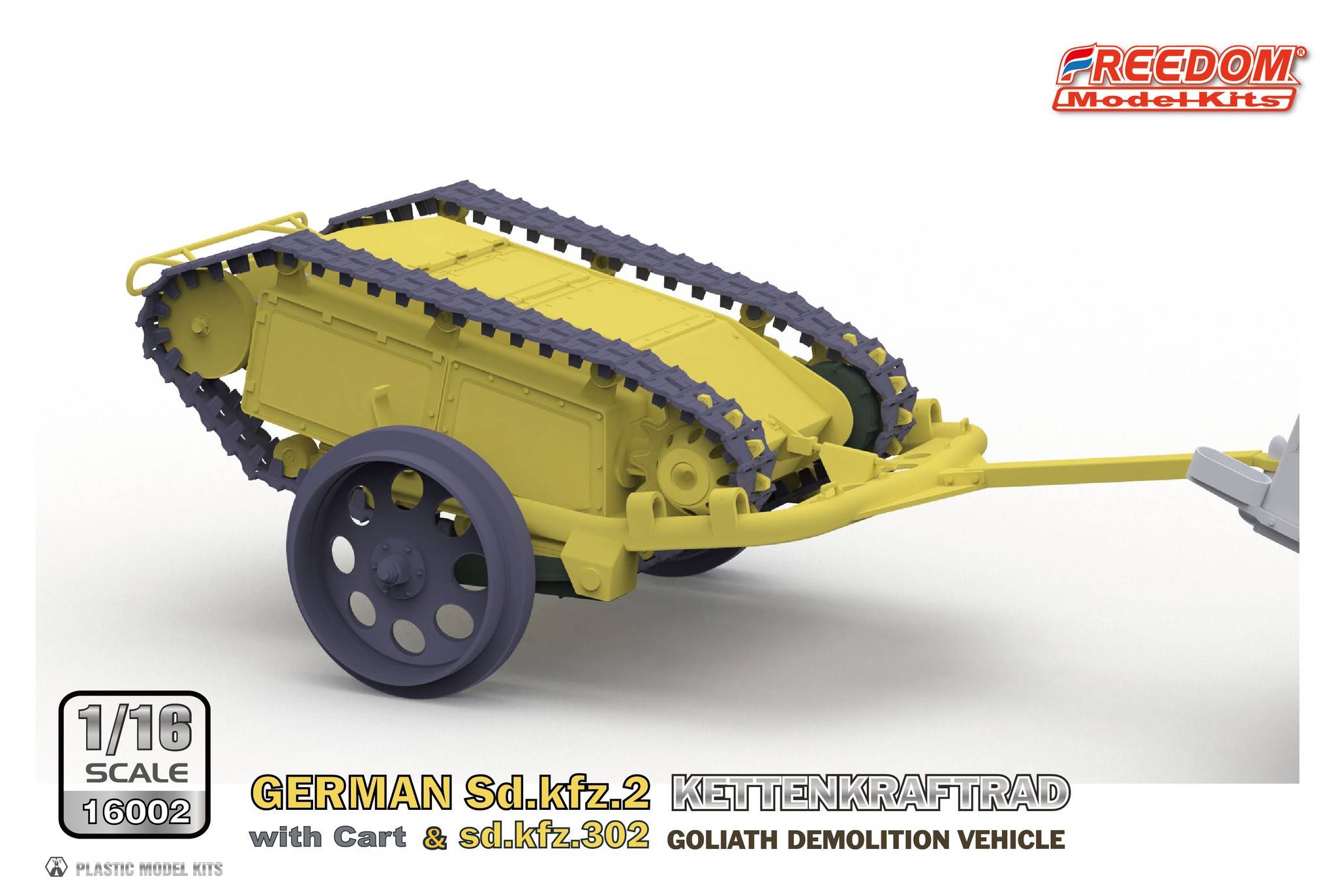 Sd.Kfz.2 Kettenkraftrad with Cart & Sdkfz 302 Goliath Freedom Model Kits 16002 1/16ème maquette char promo – Image 10