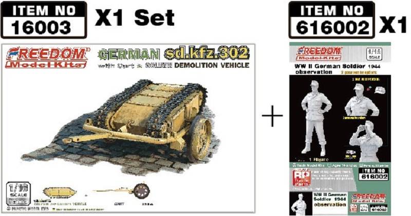 Sd.kfz. 302 Goliath Demolition Vehicle with cart & German Soldier 1944 Observation – Image 2