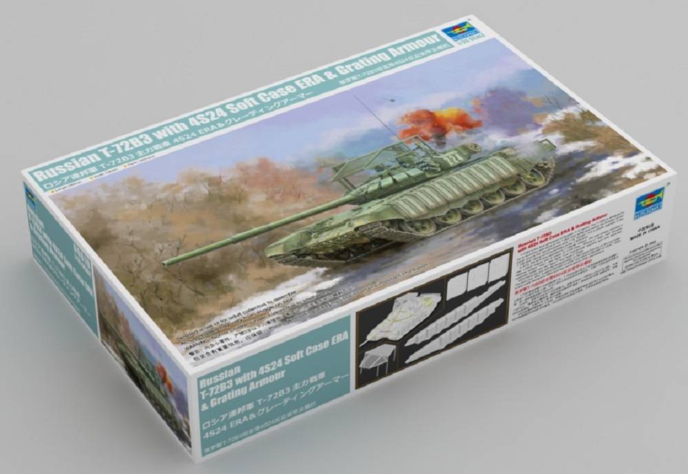 Russian T-72B3 with 4S24 Soft Case ERA and Grating Armour