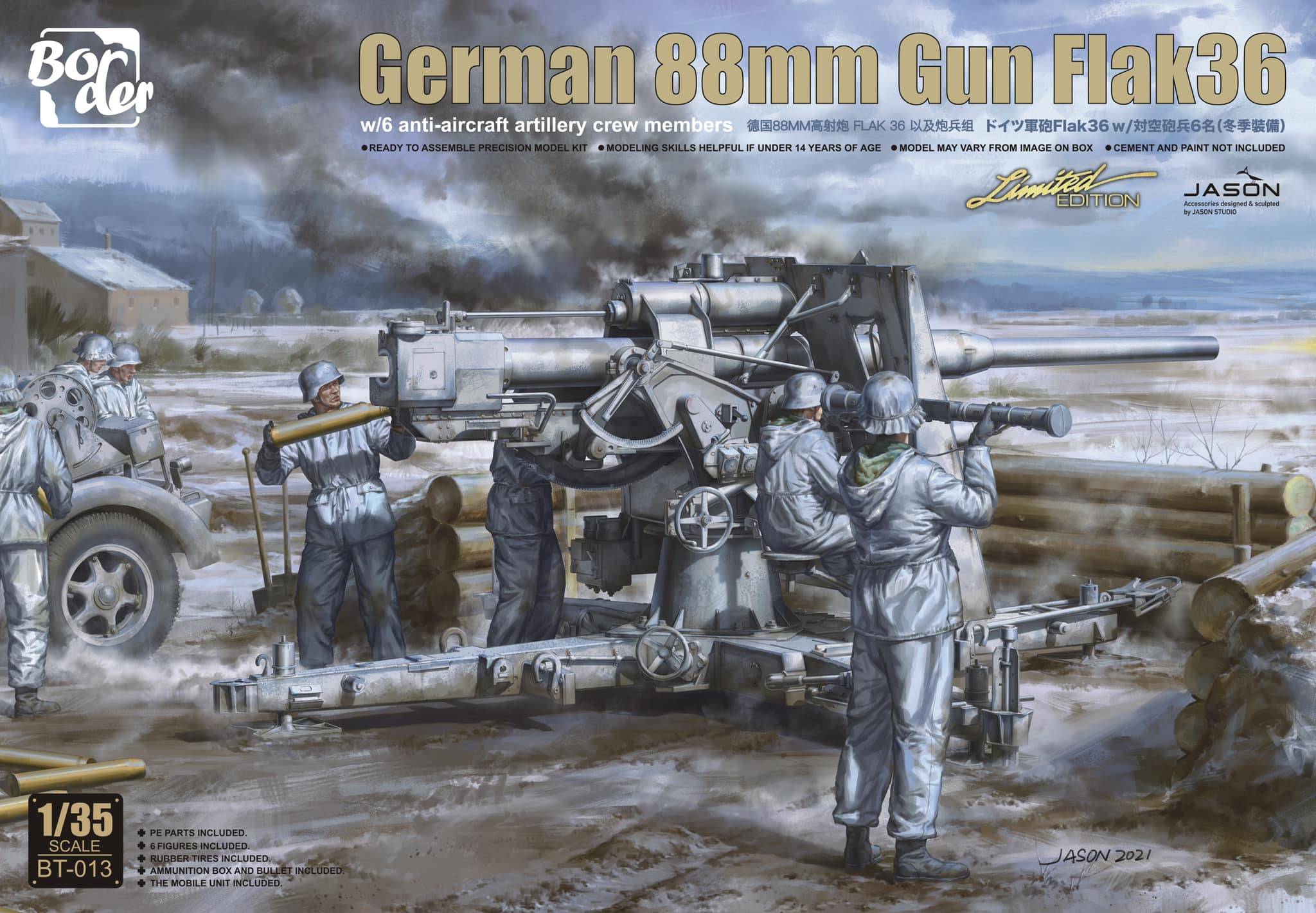 German 88mm Gun Flak36 w/6 anti-aircraft artillery crew members