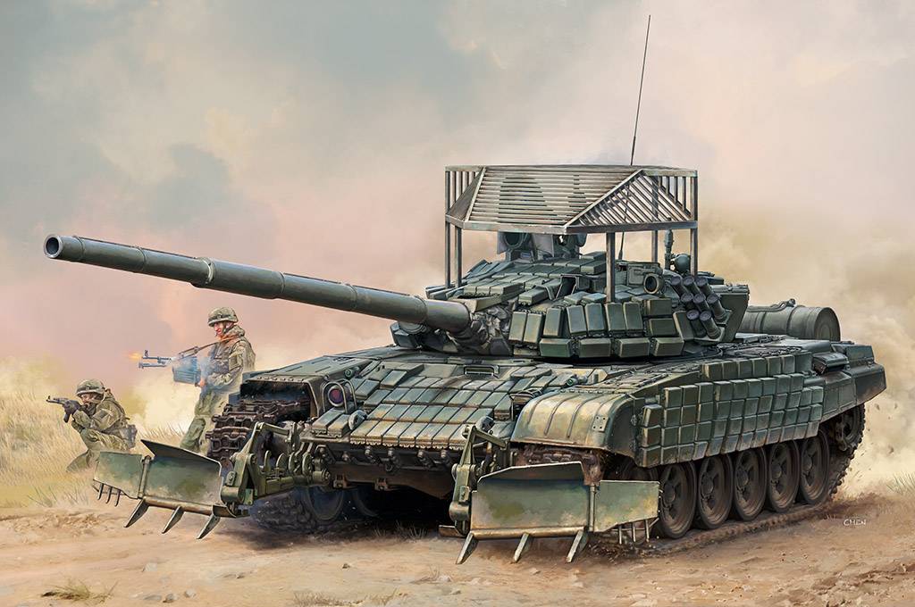 Russian T-72B1 with KTM-6 & Grating Armour – Image 2
