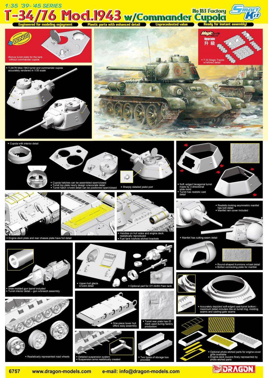 T-34/76 Mod.1943 w/Commander Cupola No.183 Factory – Image 2