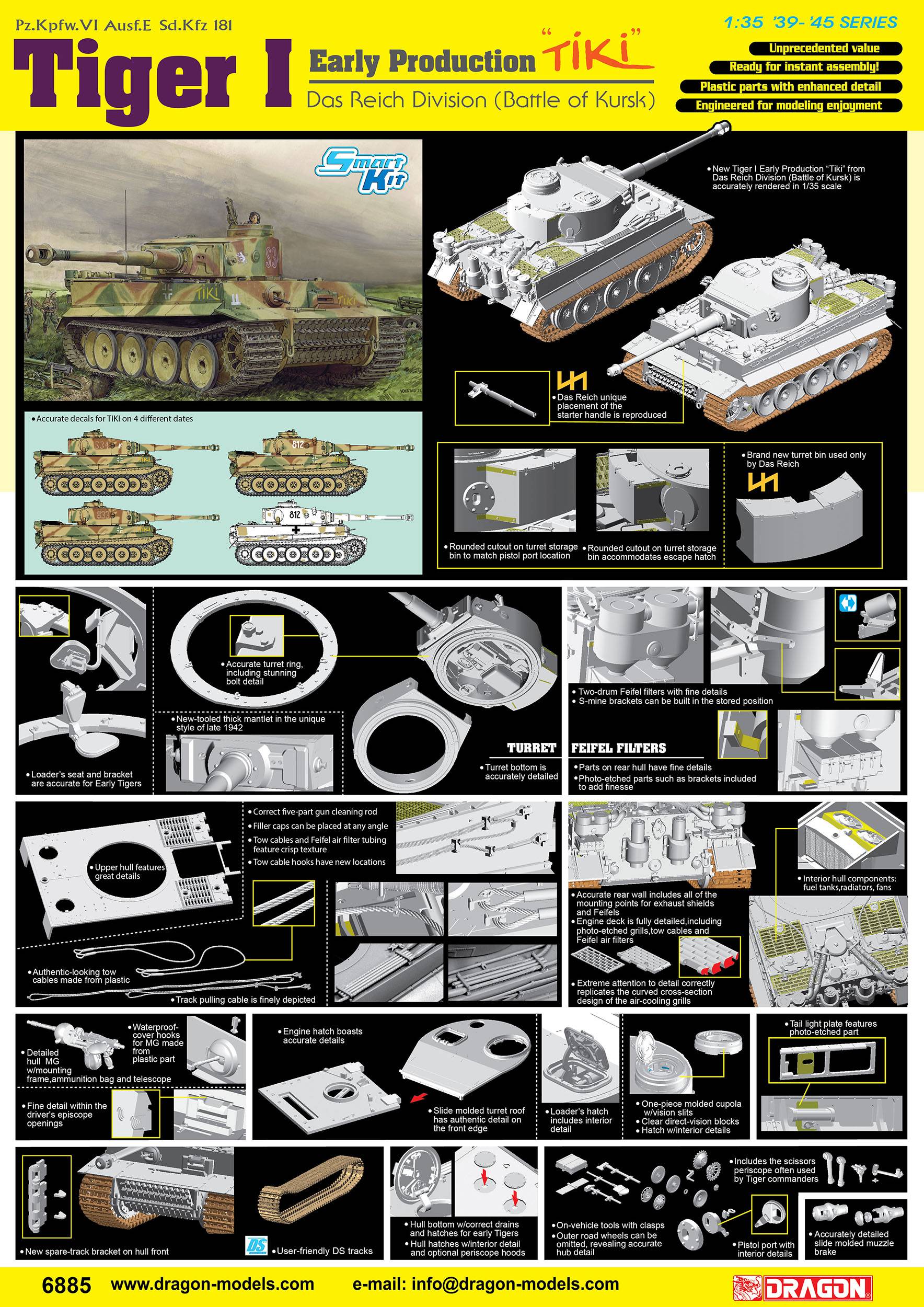 Pz.Kpfw. VI Ausf. E Sd.Kfz. 181 Tiger I Early Production "TiKi" Das Reich Division (Battle of Kursk) w/Magic Track – Image 2