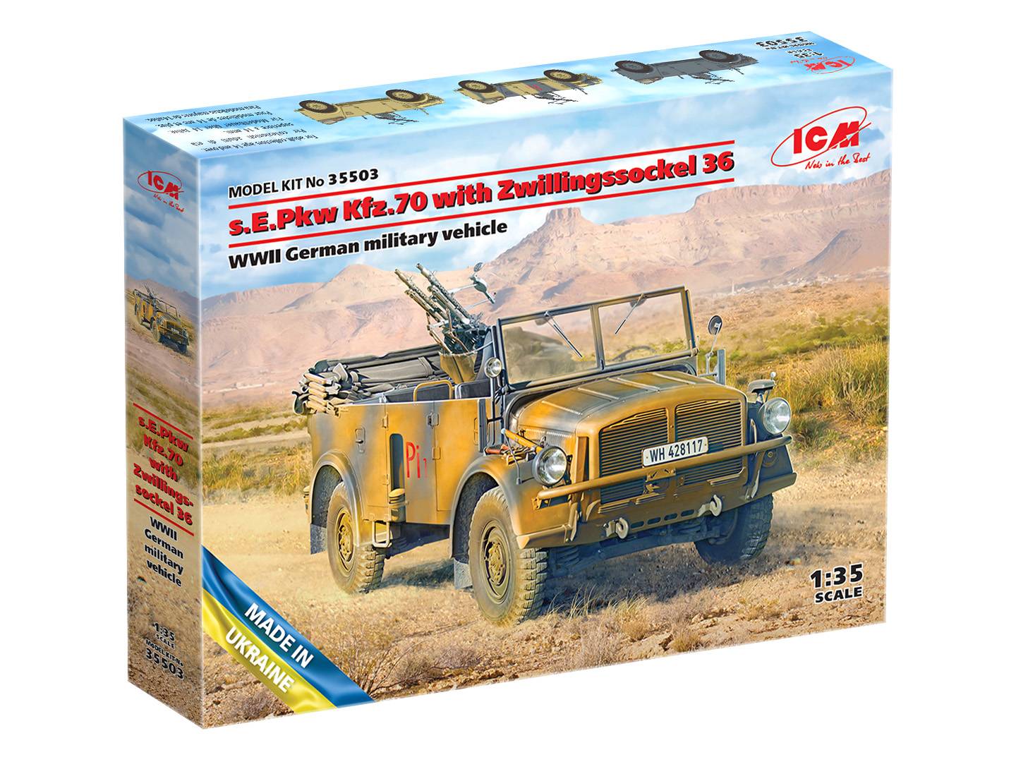 s.E.Pkw Kfz.70 with Zwillingssockel 36 WWII German military vehicle – Image 2
