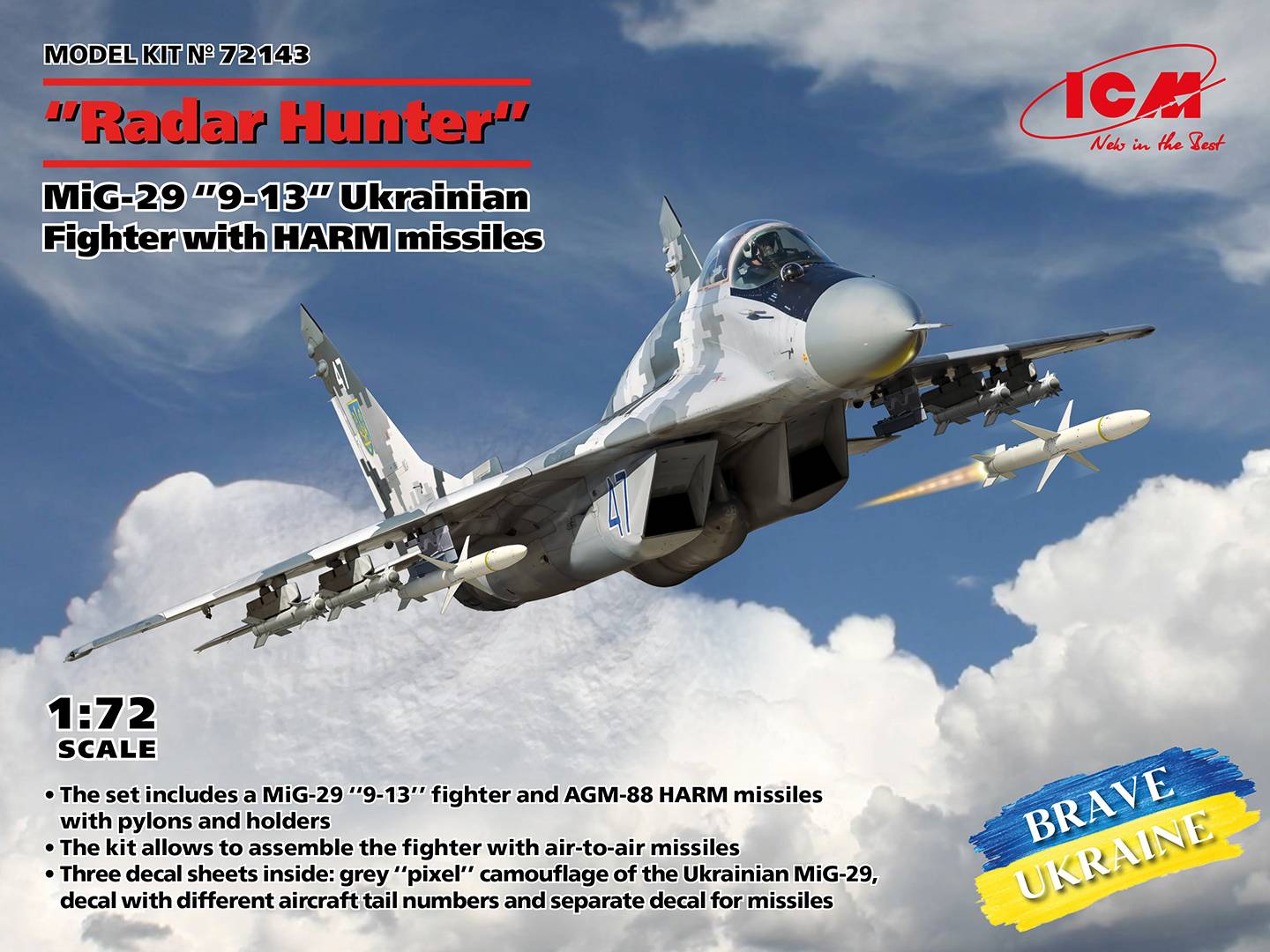 “Radar Hunter” MiG-29 “9-13” Ukrainian Fighter with HARM missiles