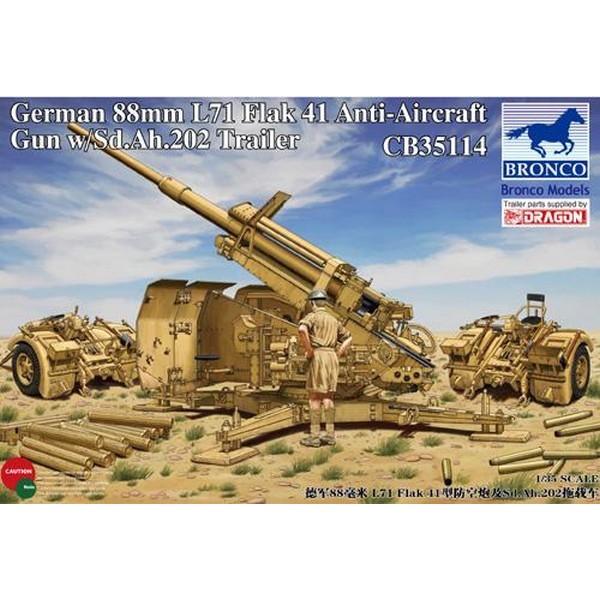 GERMAN 88 mm L71 FLAK 41 ANTI AIRCRAFT GUN W/Sd.Ah.202 TRAILER