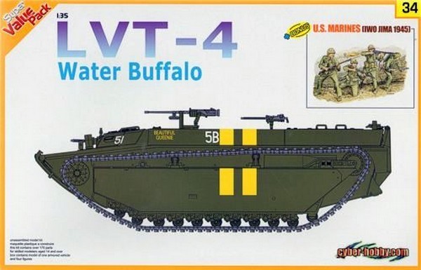 LVT-4 Water Buffalo + U.S. Marines Iwo Jima 1945 Figures Set
