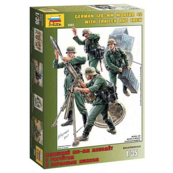 Troupe allemande German 120-mm Mortier 42 avec remorque et équipage