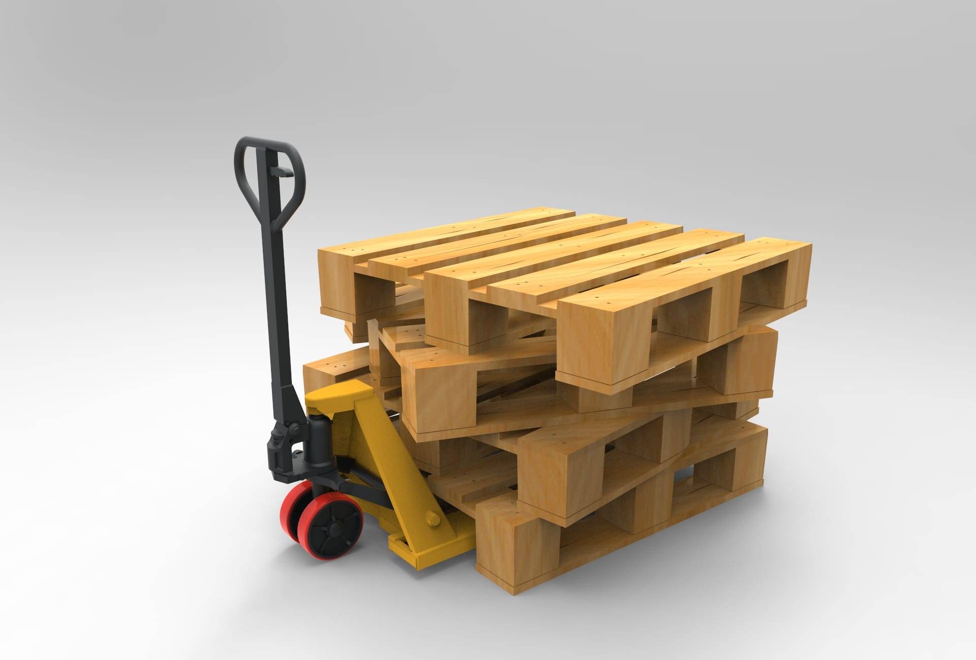 5t Pallet Truck & Wooden Pallet with 200 Litre Oil Drum and Plastic Barrel – Image 2