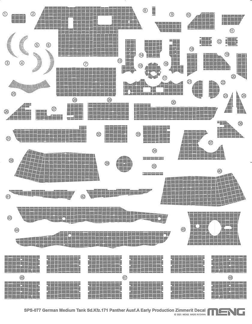 Sd.Kfz.171 Panther Ausf.A Early Production Zimmerit Decal – Image 2