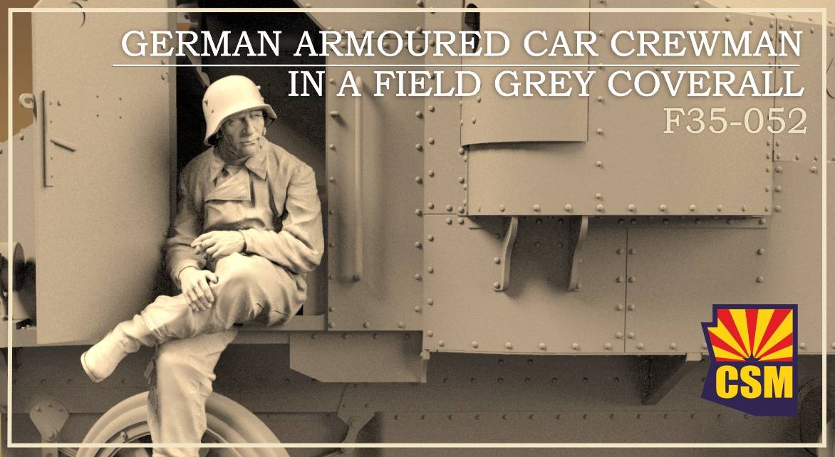 German Armoured Car Crewman in a field grey coverall