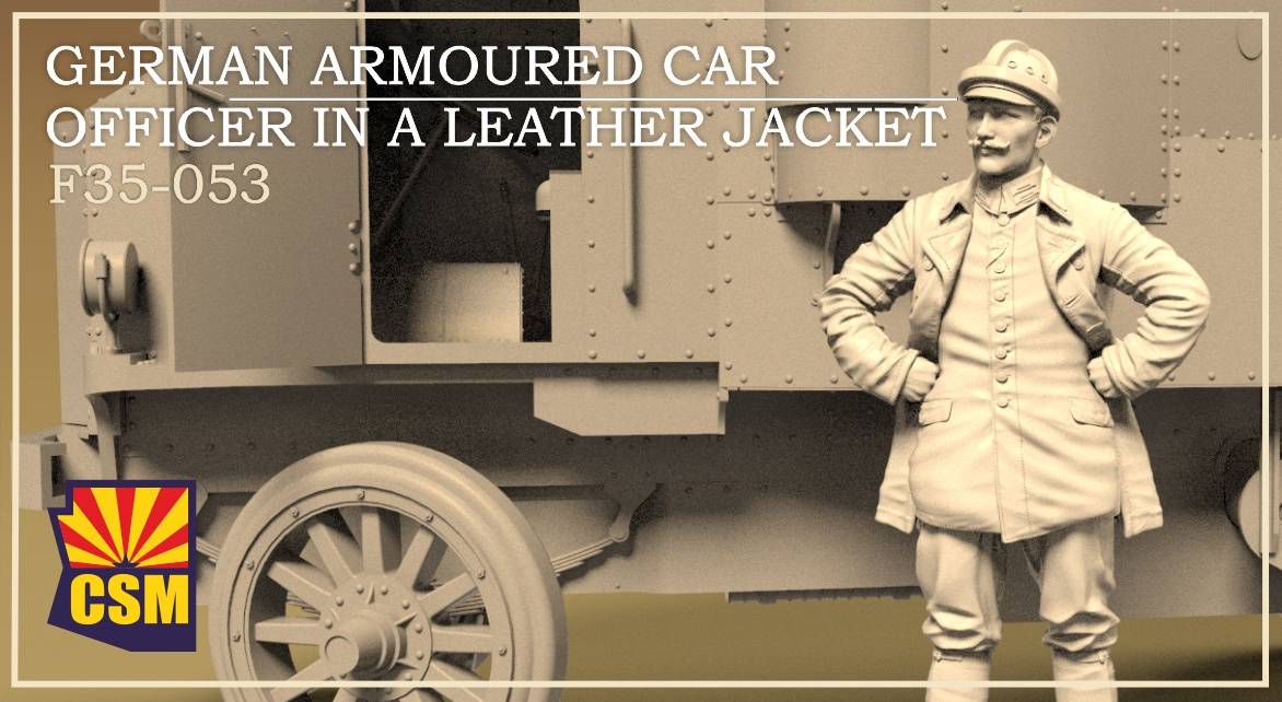 German Armoured Car Officer in a Leather Jacket
