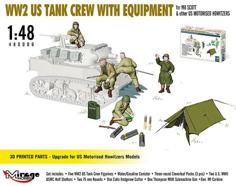 WW2 US TANK CREW WITH EQUIPMENT for M8 SCOTT & other US MOTORISED HOWITZERS