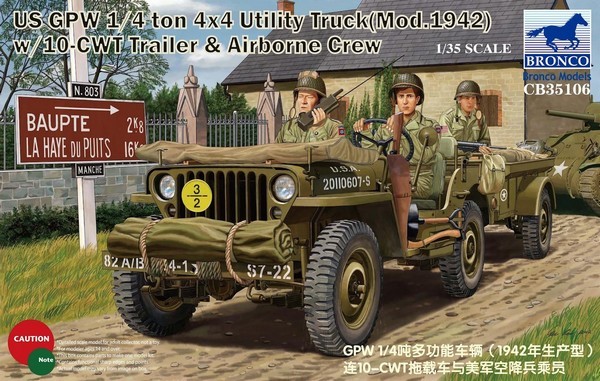 US GPW 1/4ton 4×4 Utility Truck w/10-cwt Trailer And Airborne Crew