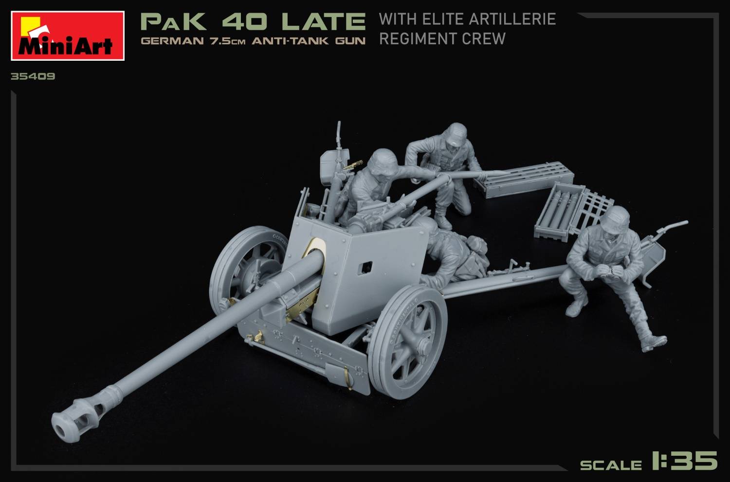 GERMAN 7.5CM ANTI-TANK GUN PaK 40 Late w/ELITE ARTILLERIE REGIMENT CREW – Image 2
