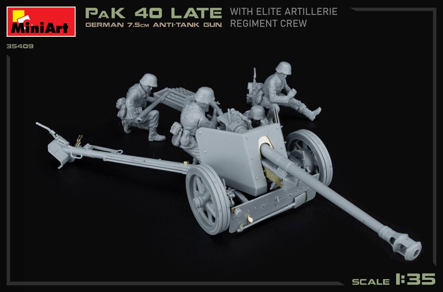 GERMAN 7.5CM ANTI-TANK GUN PaK 40 Late w/ELITE ARTILLERIE REGIMENT CREW – Image 3