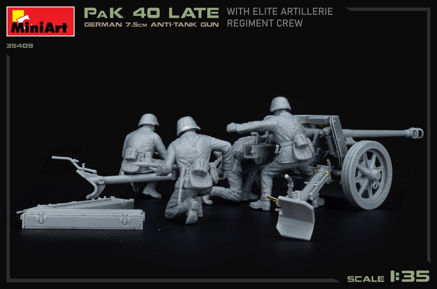 GERMAN 7.5CM ANTI-TANK GUN PaK 40 Late w/ELITE ARTILLERIE REGIMENT CREW – Image 4