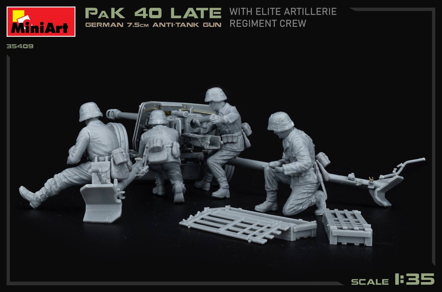 GERMAN 7.5CM ANTI-TANK GUN PaK 40 Late w/ELITE ARTILLERIE REGIMENT CREW – Image 5