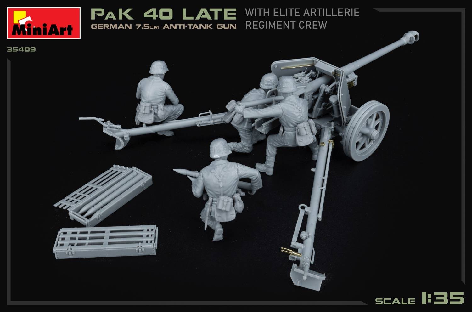 GERMAN 7.5CM ANTI-TANK GUN PaK 40 Late w/ELITE ARTILLERIE REGIMENT CREW – Image 6