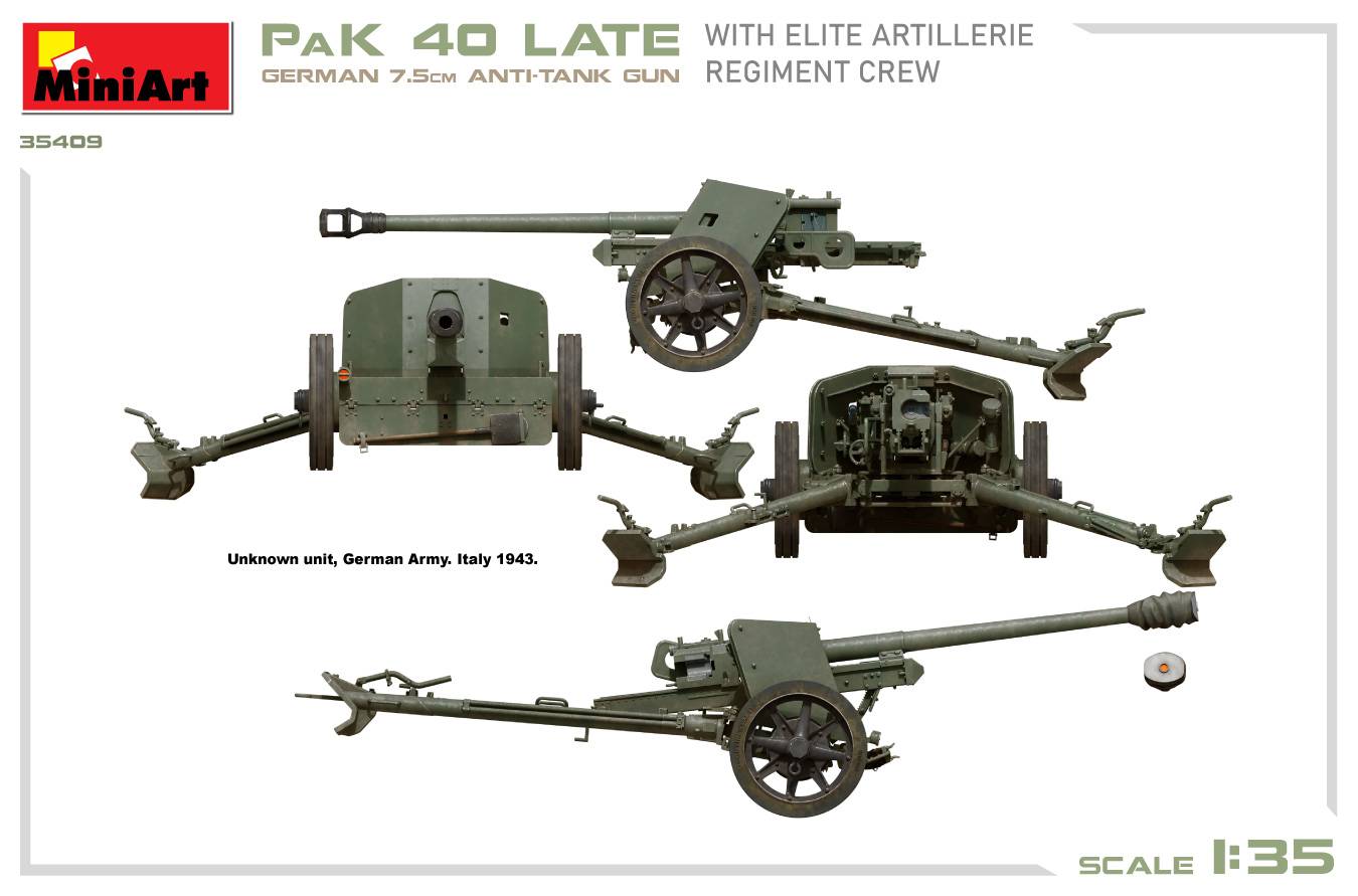 GERMAN 7.5CM ANTI-TANK GUN PaK 40 Late w/ELITE ARTILLERIE REGIMENT CREW – Image 12