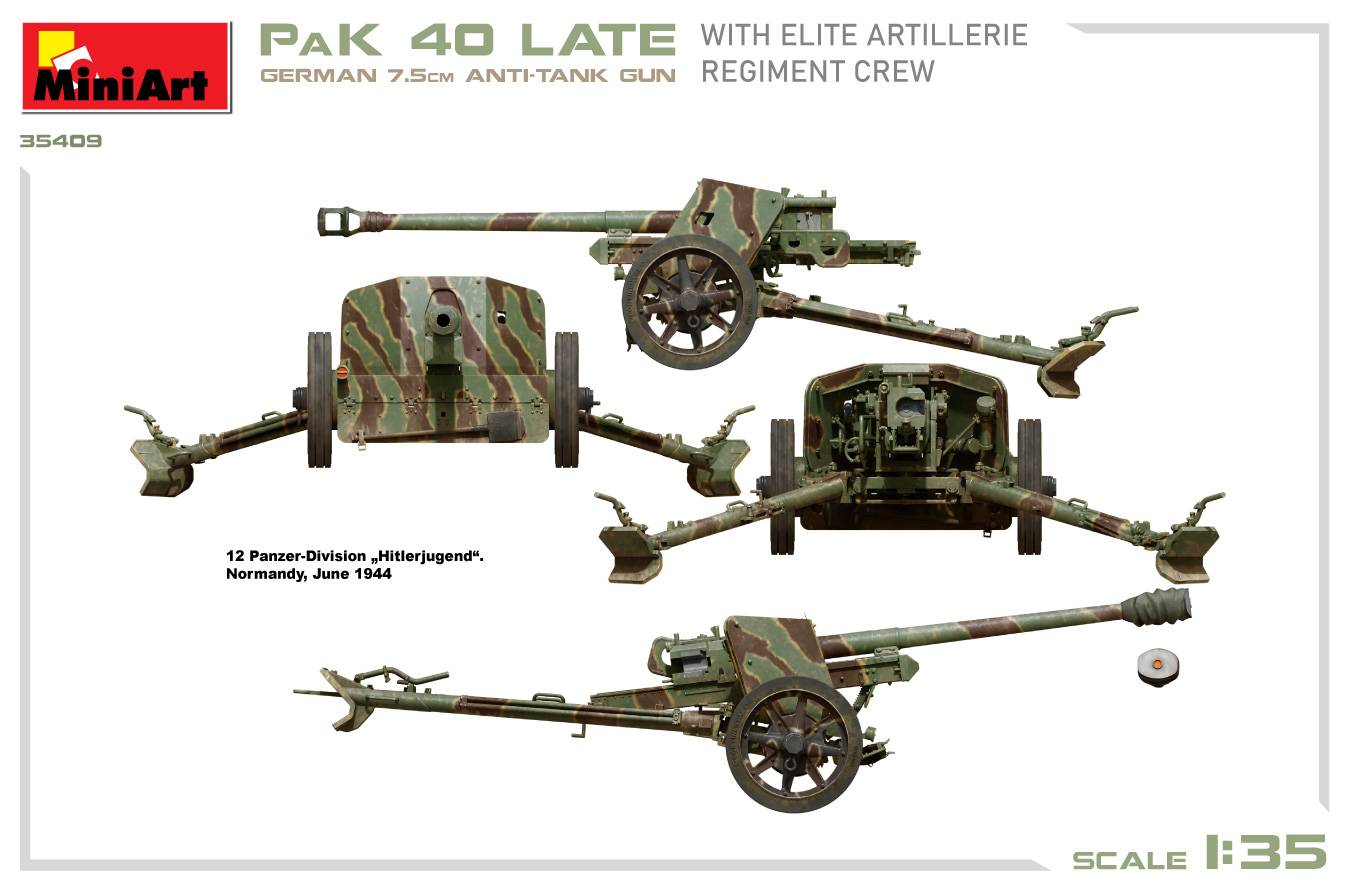 GERMAN 7.5CM ANTI-TANK GUN PaK 40 Late w/ELITE ARTILLERIE REGIMENT CREW – Image 13