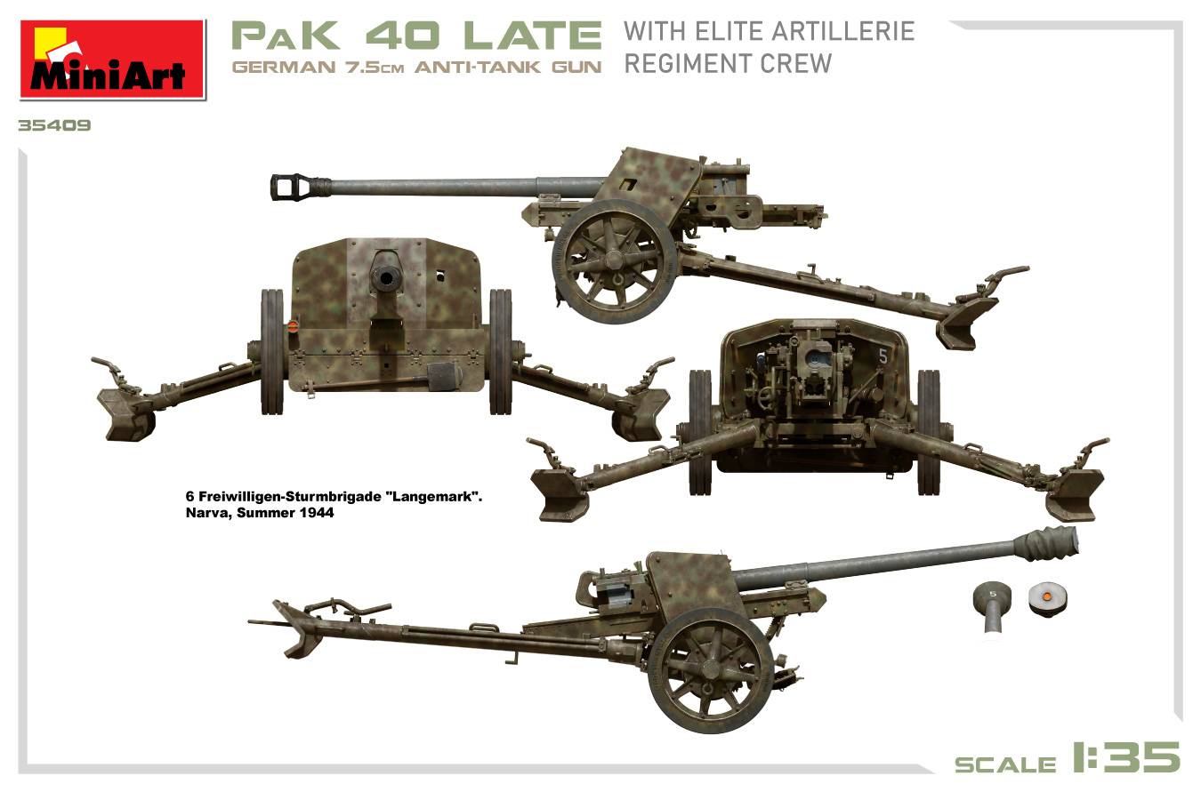 GERMAN 7.5CM ANTI-TANK GUN PaK 40 Late w/ELITE ARTILLERIE REGIMENT CREW – Image 14