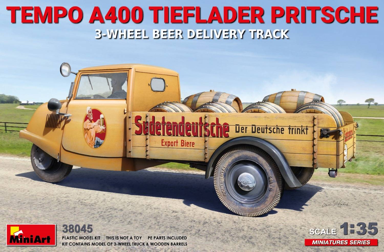 TEMPO A400 TIEFLADER PRITSCHE 3-WHEEL BEER DELIVERY TRUCK