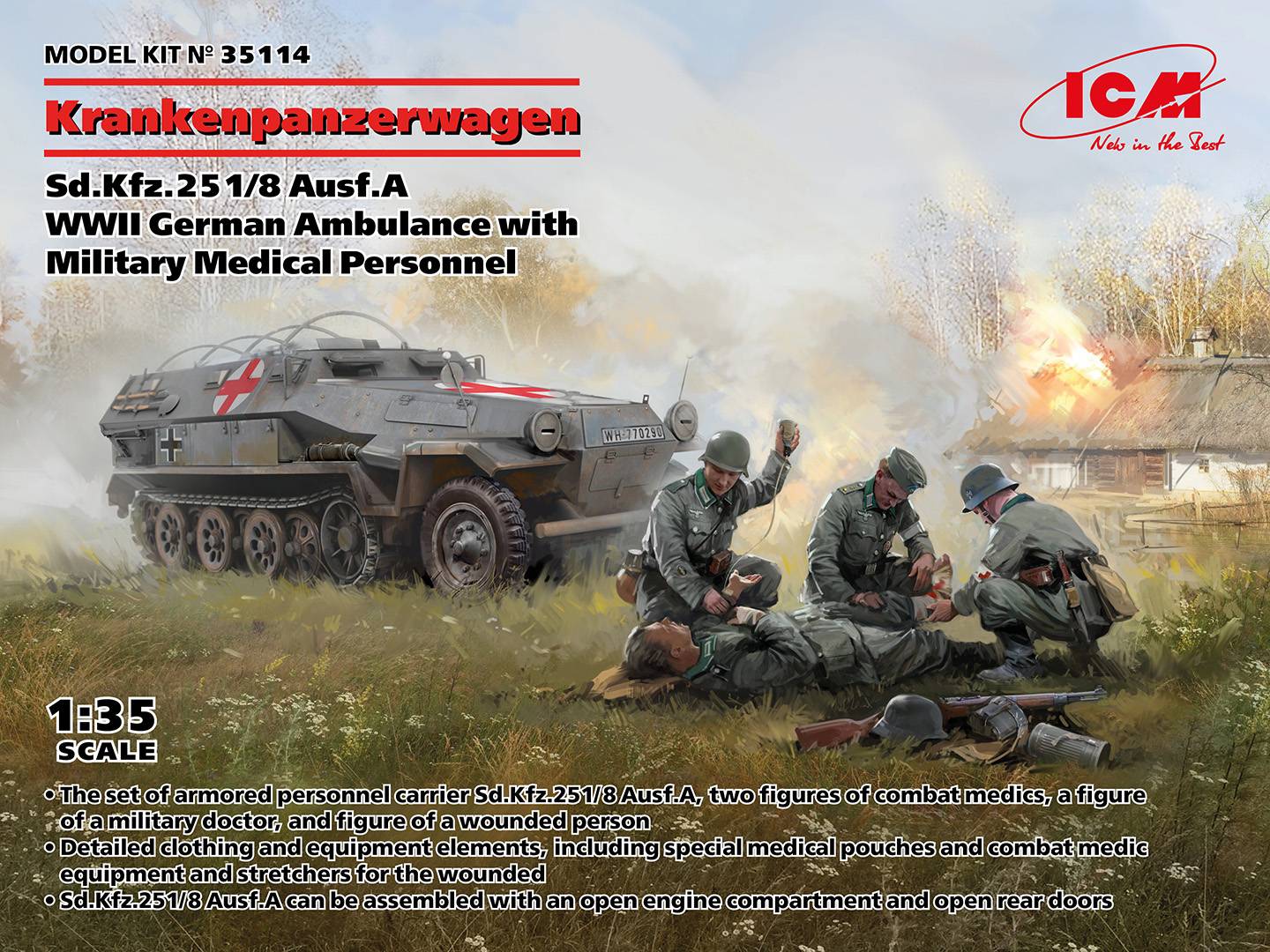 Krankenpanzerwagen Sd.Kfz.251/8 Ausf.A WWII German Ambulance with Military Medical Personnel