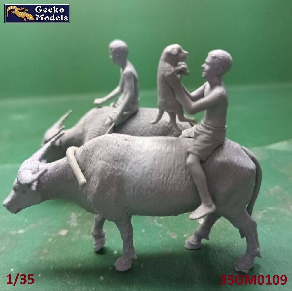 60's-70's Vietnamese Children, Puppy and Buffalo – Image 2