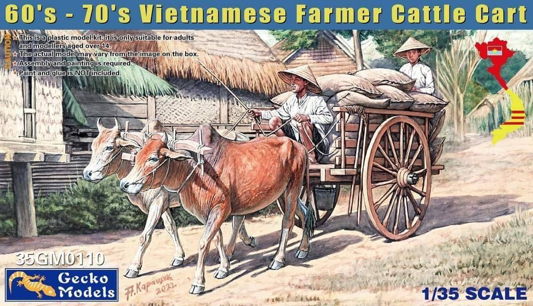 60's-70's Vietnamese Farmer Cattle Cart