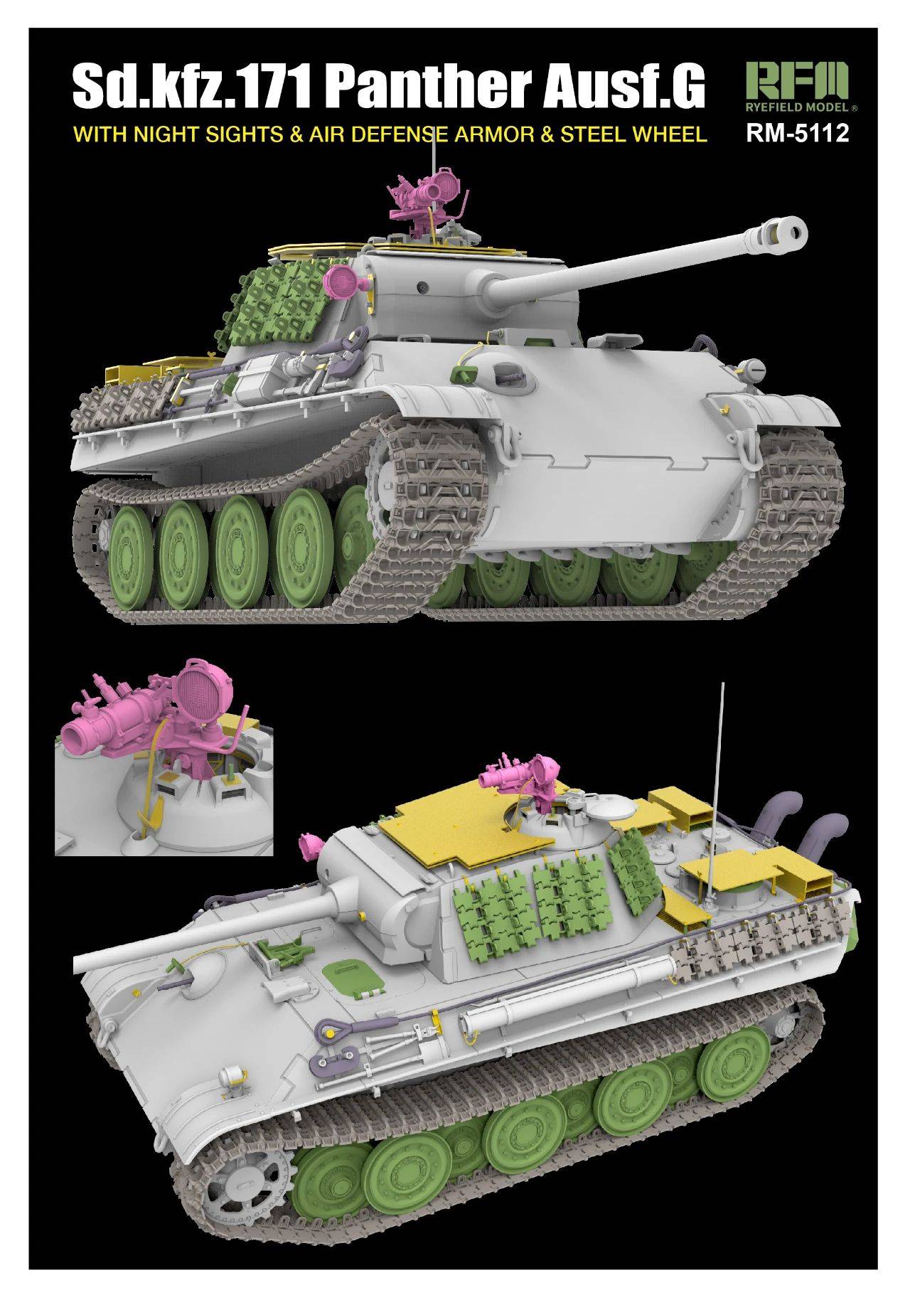 Sd.Kfz.171 Panther G w/Night Sights and Air Defense Armor & Steel Wheel – Image 4