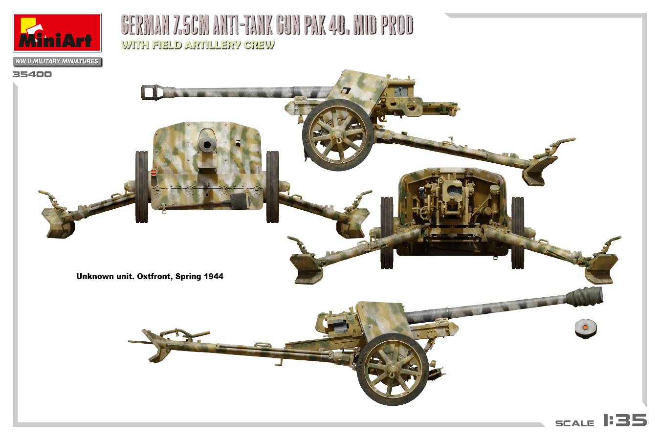 GERMAN 7.5CM ANTI-TANK GUN PAK 40. MID PROD. WITH FIELD ARTILLERY CREW – Image 6