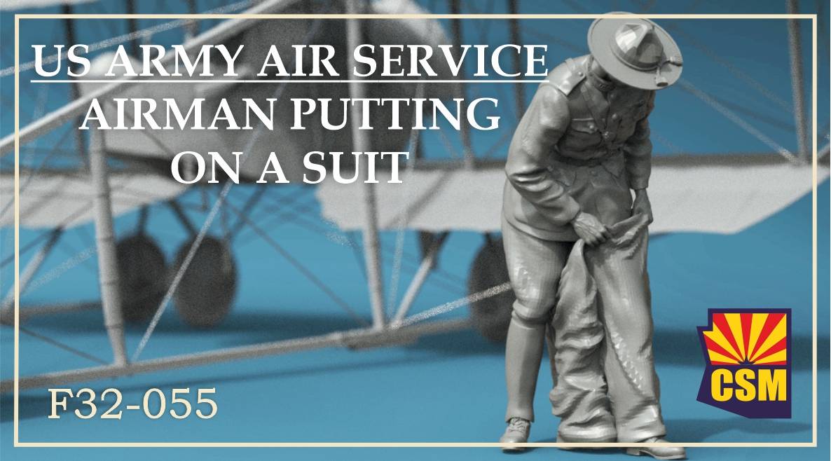 US Army Air Service Airman putting on a suit