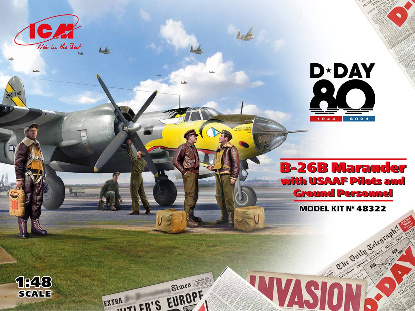 D-Day 80 B-26B Marauder with USAAF Pilots and Ground Personnel