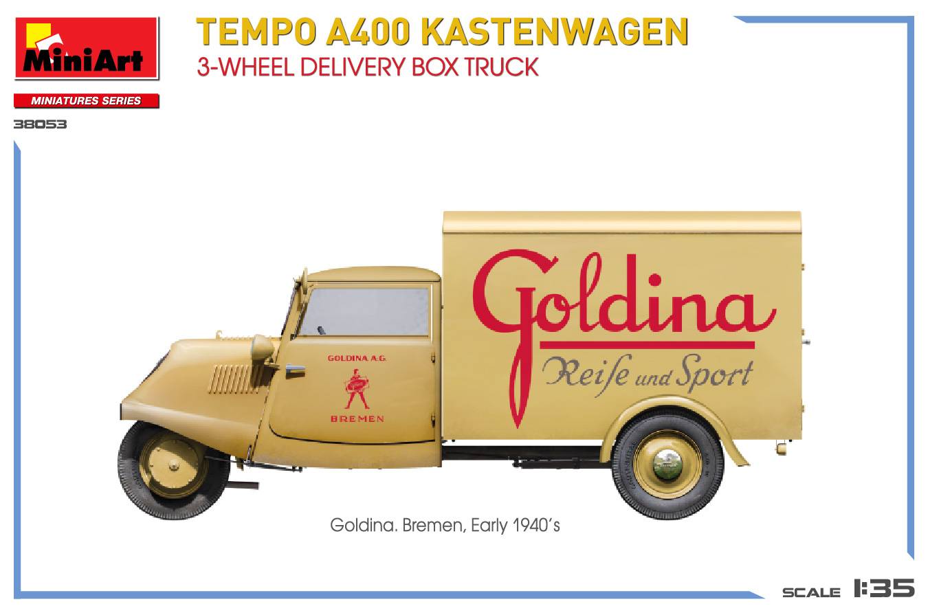 TEMPO A400 KASTENWAGEN 3-WHEEL DELIVERY BOX TRUCK – Image 3