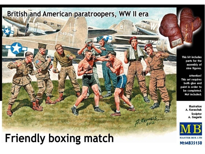 Friendly Boxing Match - British and American Paratroopers WWII era